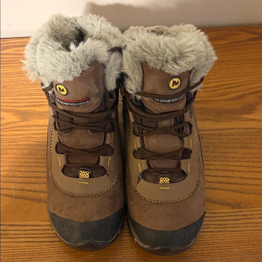 Merrell Brown and Black Fur-Lined Boots